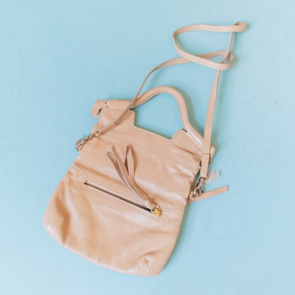 Foley + Corinna Tan Genuine Leather Foldover Zip Pocket Crossbody Small Purse - Picture 4 of 10